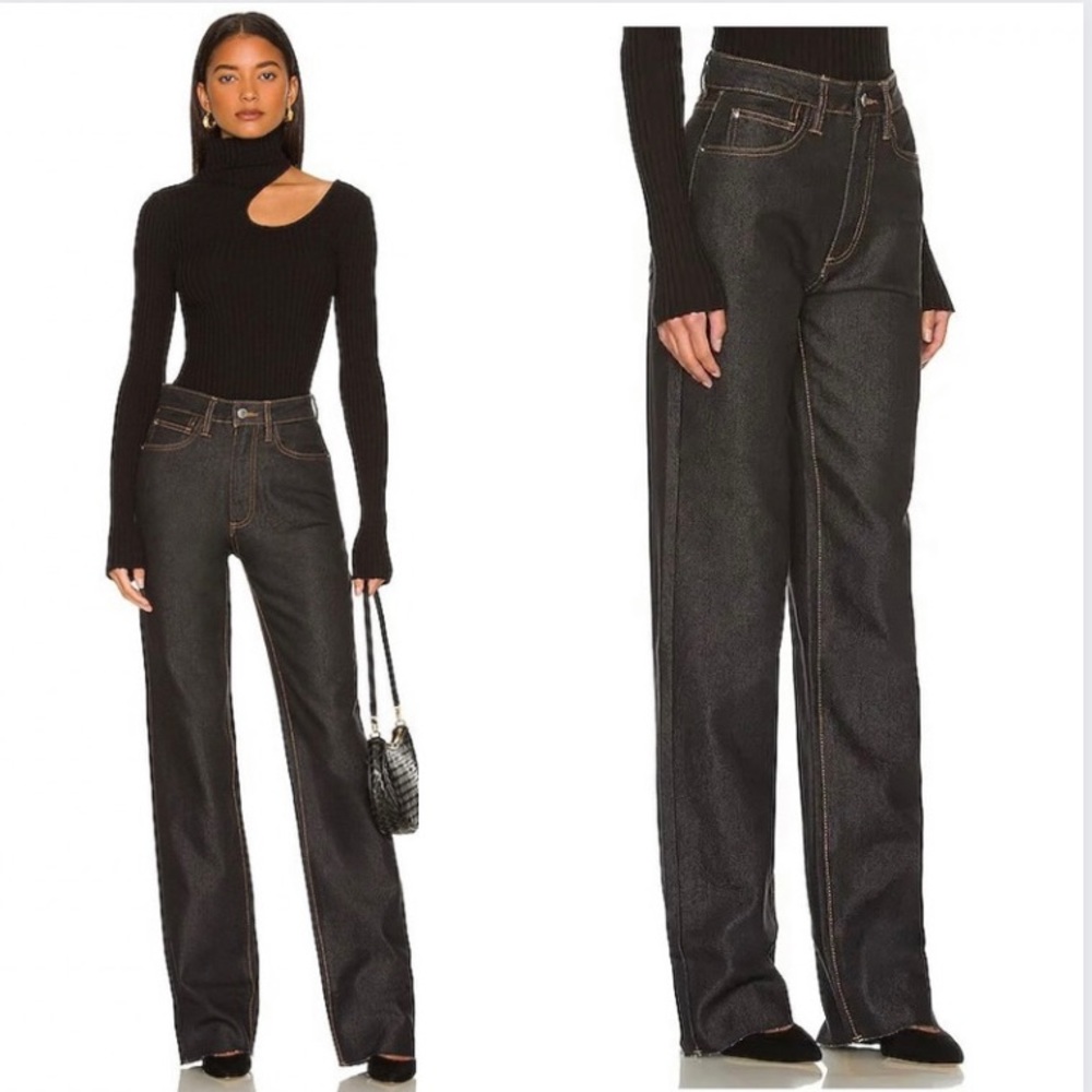 WE WORE WHAT High Rise Dad Jean in Dani Blue & Black Size 27